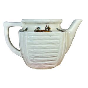 Porcelier Vitreous China Vintage Tea Pot Rustic Design Stamped on Bottom No Lid
